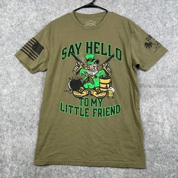 Grunt Style “Say Hello To My Little Friend” T-Shirt Mens Green Leprechaun Size L - Picture 1 of 6